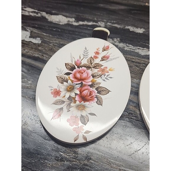 Vintage  Bicraft Loustries Pottery Wall Trivets Set Of 2 From 80's Artwork 6x4.5 - Picture 3 of 5